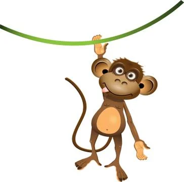 The monkey is hanging on a branch Stock Illustration