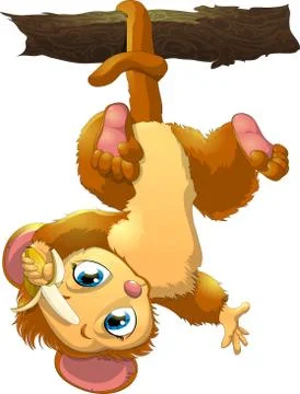 Monkey hanging on branches Stock Illustration