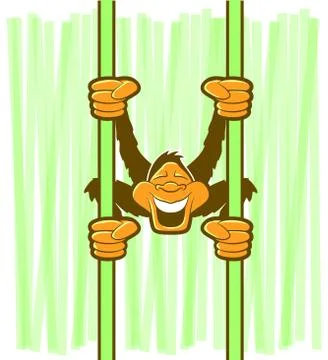 Monkey hanging cartoon Stock Illustration