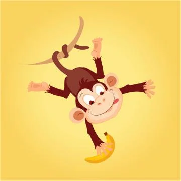 Monkey Hanging On Liana Stock Illustration