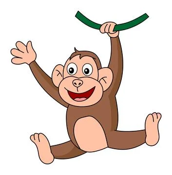 Monkey hanging on liana. Vector illustration. Stock Illustration
