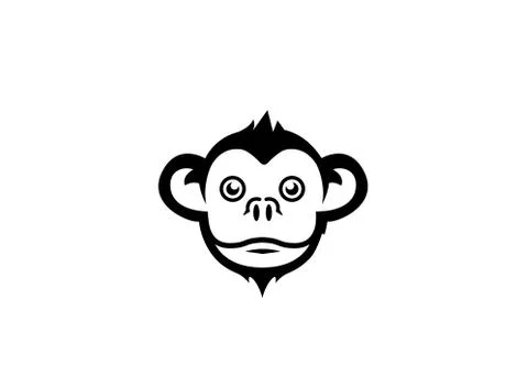 Monkey head and Smile face Logo Stock Illustration