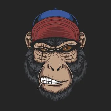 Monkey head cap vector illustration Stock Illustration