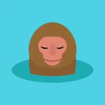 Monkey head character animal wild zoo ape chimpanzee vector illustration. Illustrazione stock