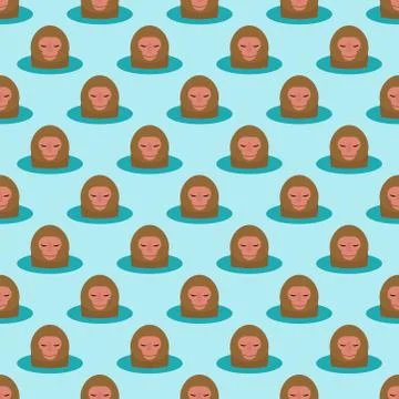 Monkey head character seamless pattern background animal wild zoo ape chimpanzee Stockillustratie