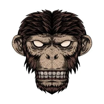 Monkey head dot vector illustration Stock Illustration