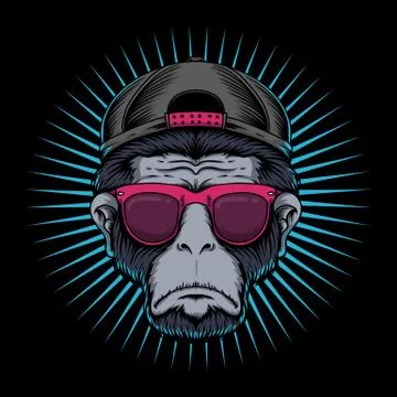 Monkey head eyeglasses vector illustration Stock Illustration