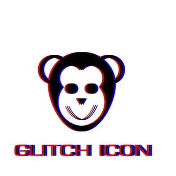 Monkey head icon flat. Stock Illustration