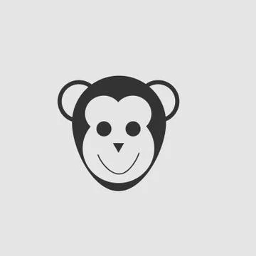 Monkey head icon flat. Stock Illustration