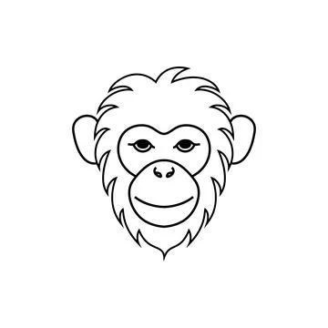Monkey head in line art style Stock Illustration