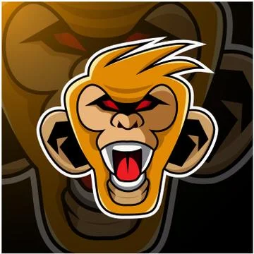 Monkey head mascot logo design Stock Illustration