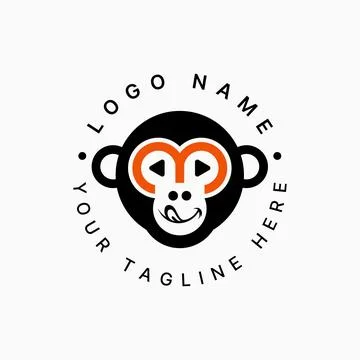 Monkey head number 3 font glasses to kids animal to zoo gorilla fun cute kids Stock Illustration