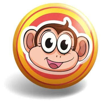 Monkey head on round badge Stock Illustration