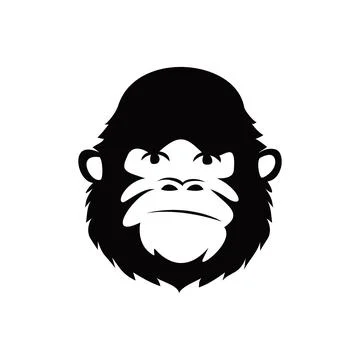 Monkey head silhouette. primate sign and symbol Stock Illustration
