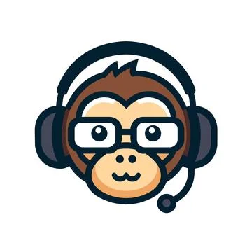 Monkey with Headphone Vector Stock Illustration