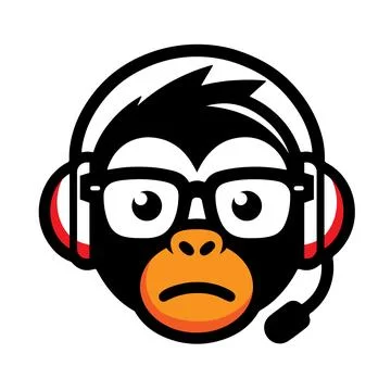 Monkey with Headphone Vector Stock Illustration