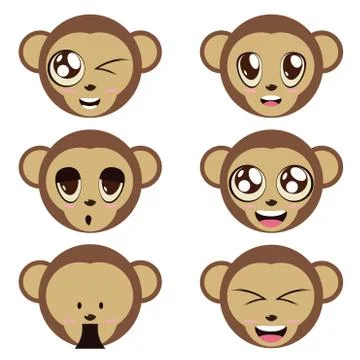 Monkey Heads Stock Illustration
