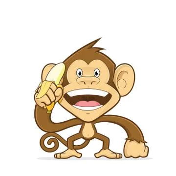 Monkey holding a banana Stock Illustration