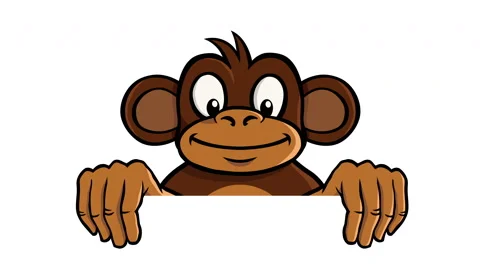 Monkey holding frame animation Stock Footage 50456840