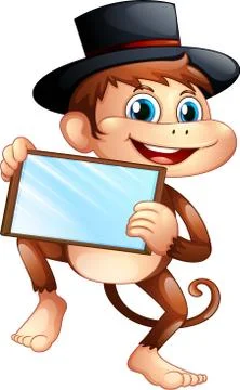 The monkey is holding a mirror Stock Illustration