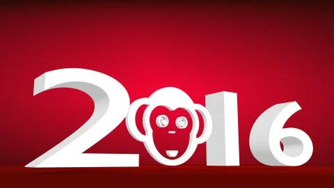 Monkey icon in 2016 new year number Stock Illustration