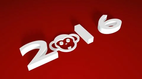 Monkey icon and 2016 new year number 스톡 일러스트