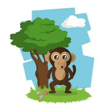 Monkey icon design  , vector graphic , animal illustration Stock Illustration