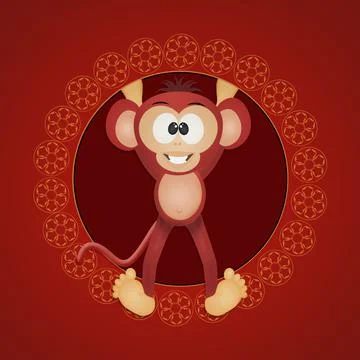 Monkey icon for horoscope Chinese Stock Illustration