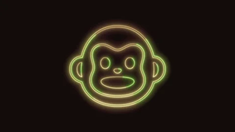 Monkey Icon Neon Seamless Loop 4K (Black Background) Stock Footage 310359105