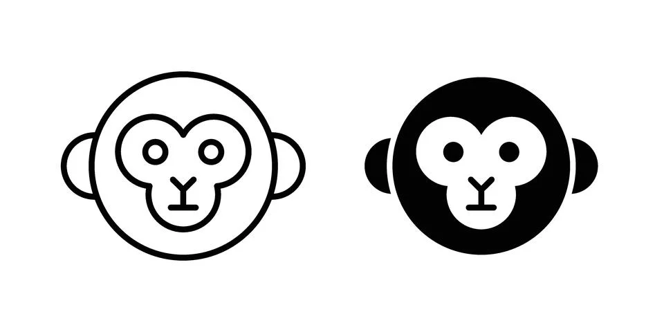 Monkey icon silhouette vector set. thin line pack 스톡 일러스트