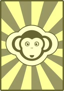 Monkey icon on sun burst background Illustrazione stock