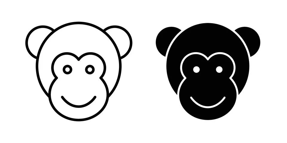Monkey icon symbol. Flat and Stroke Vector illustration Stock Illustration