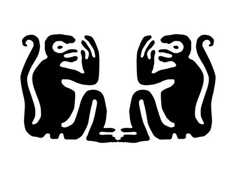 Monkey illustration created in the style of ancient Stone Age Stock Illustration