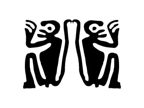 Monkey illustration created in the style of ancient Stone Age Stock Illustration