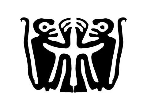 Monkey illustration created in the style of ancient Stone Age Stock Illustration