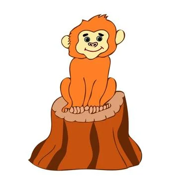Monkey illustration useful for video cartoon making projects - 1 Stock Illustration