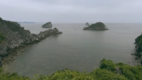 Monkey island panoramic scenario Lan Ha bay, landmark destination, Vietnam. (E) Stock Footage 99615914