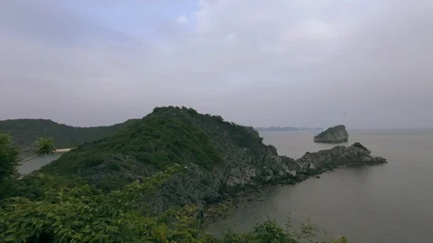 Monkey island panoramic scenario Lan Ha bay, landmark destination, Vietnam. (D) Stock Footage 99618285