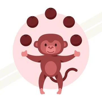 Monkey-juggles-coconuts Illustrazione stock