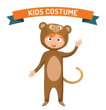 Monkey kid costume isolated vector illustration Stock Illustration