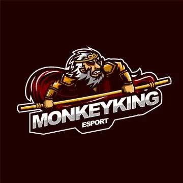 Monkey king e-sport gaming mascot logo template Stock Illustration