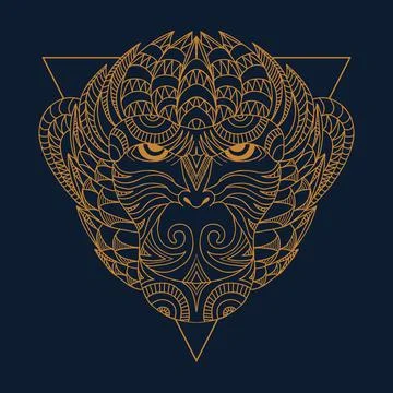 Monkey line art decoration vector illustration Stock Illustration