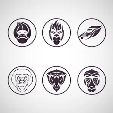Monkey logo icon vector set Stock Illustration