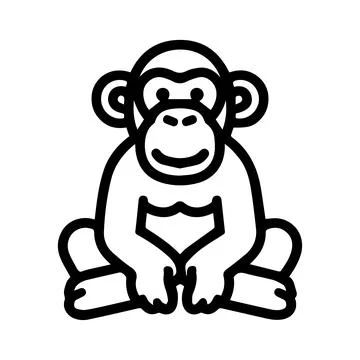 Monkey logo or modern line icon. Vector line art and icon design with bold .. Ilustração Stock