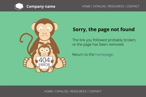 Monkey looking for fleas. Page not found Error 404 Stock Illustration