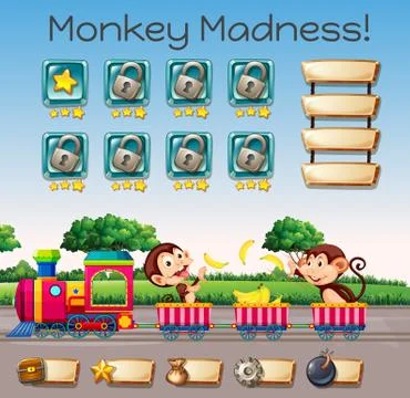 A monkey madness game template Stock Illustration