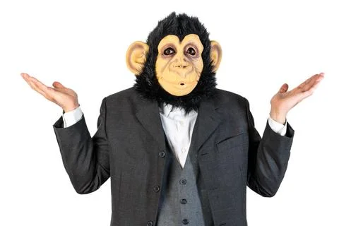 Monkey man making doubt gesture. Unsure with a decision Stock Photos