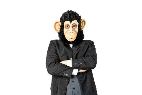 Monkey man making a serious or angry gesture Foto stock