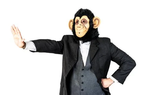 Monkey man making stop gesture showing with one arm outstretched Stock Photos