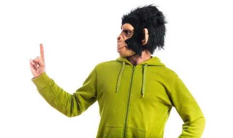 Monkey man pointing up Stock Photos